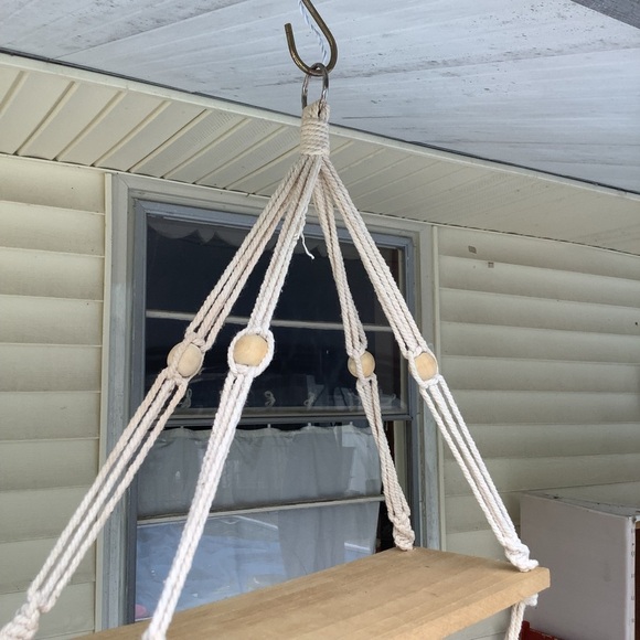 ๐ Macrame Hanging Wooden Wood Shelf - Picture 4 of 4